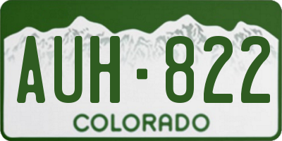 CO license plate AUH822