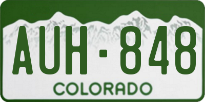 CO license plate AUH848