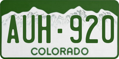 CO license plate AUH920