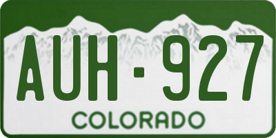 CO license plate AUH927