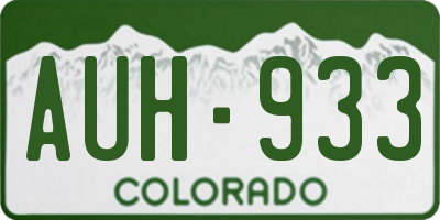 CO license plate AUH933