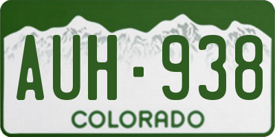 CO license plate AUH938