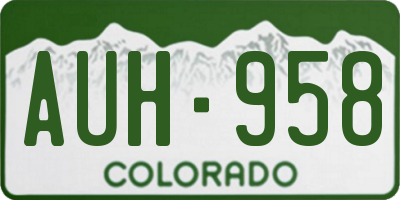 CO license plate AUH958