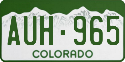 CO license plate AUH965