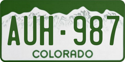 CO license plate AUH987