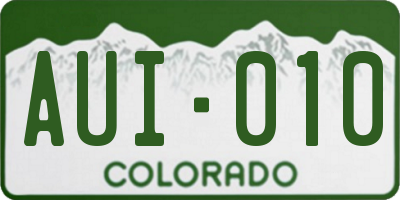 CO license plate AUI010