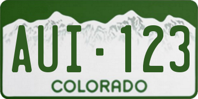 CO license plate AUI123