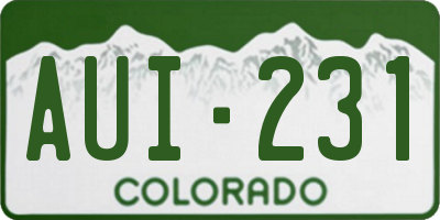 CO license plate AUI231