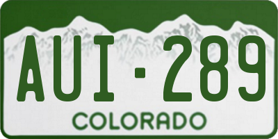 CO license plate AUI289