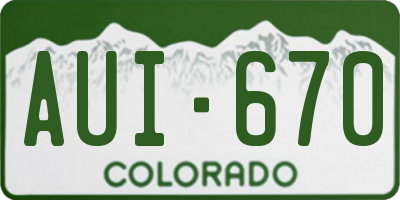 CO license plate AUI670