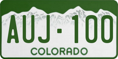 CO license plate AUJ100