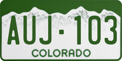 CO license plate AUJ103