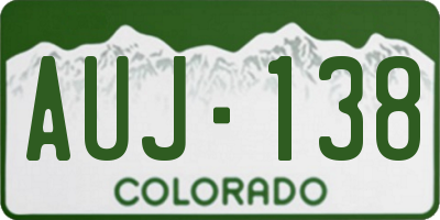 CO license plate AUJ138