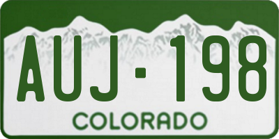 CO license plate AUJ198