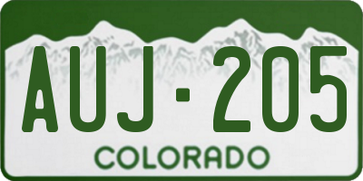 CO license plate AUJ205
