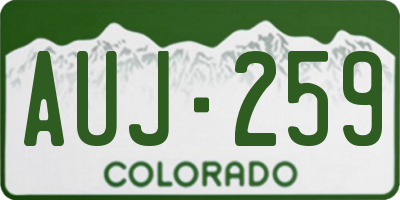 CO license plate AUJ259
