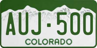 CO license plate AUJ500