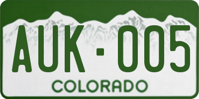 CO license plate AUK005