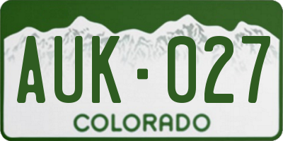 CO license plate AUK027
