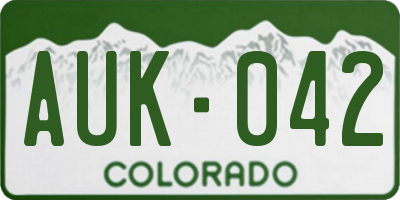 CO license plate AUK042