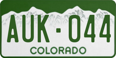CO license plate AUK044