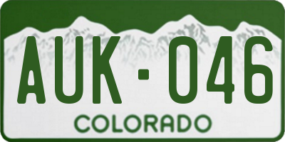 CO license plate AUK046