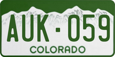 CO license plate AUK059
