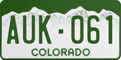 CO license plate AUK061