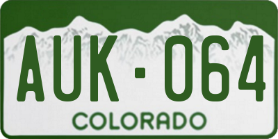 CO license plate AUK064