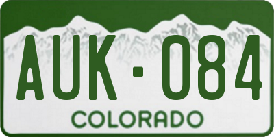 CO license plate AUK084