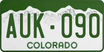 CO license plate AUK090