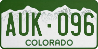 CO license plate AUK096