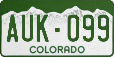 CO license plate AUK099