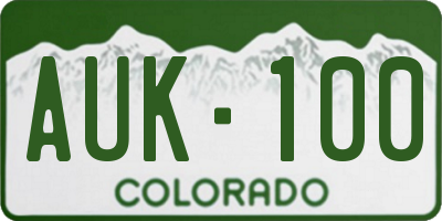 CO license plate AUK100