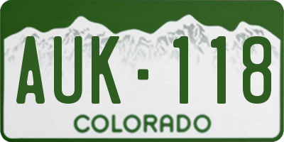 CO license plate AUK118