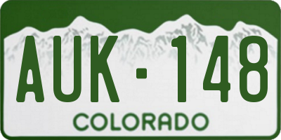 CO license plate AUK148