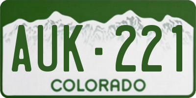 CO license plate AUK221