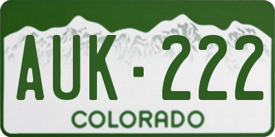 CO license plate AUK222