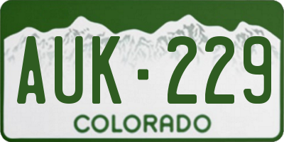 CO license plate AUK229
