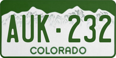 CO license plate AUK232