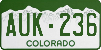 CO license plate AUK236