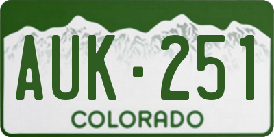 CO license plate AUK251