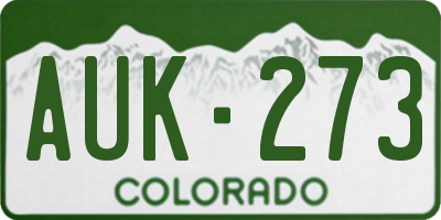 CO license plate AUK273