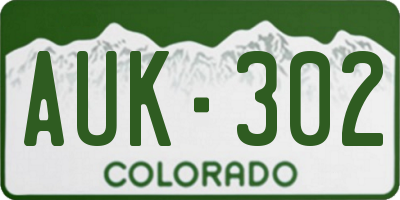 CO license plate AUK302