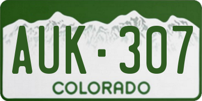 CO license plate AUK307