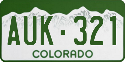 CO license plate AUK321