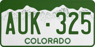 CO license plate AUK325
