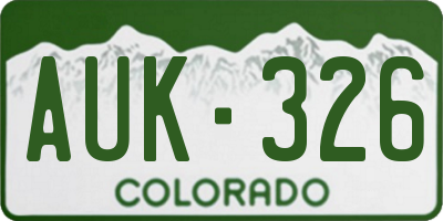 CO license plate AUK326