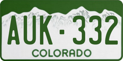 CO license plate AUK332