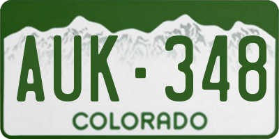 CO license plate AUK348